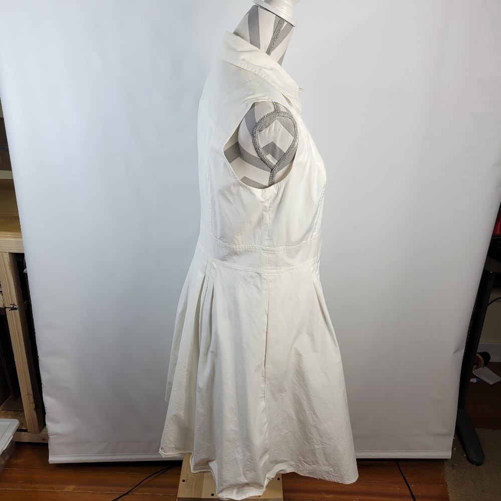 Ann Taylor Loft White Sleeveless Shirt Dress Cotton Size 12 - Picture 6 of 15